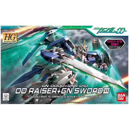 Gundam Model Kit: GN-0000+GNR-010 00 Raiser + GN Sword III HG00